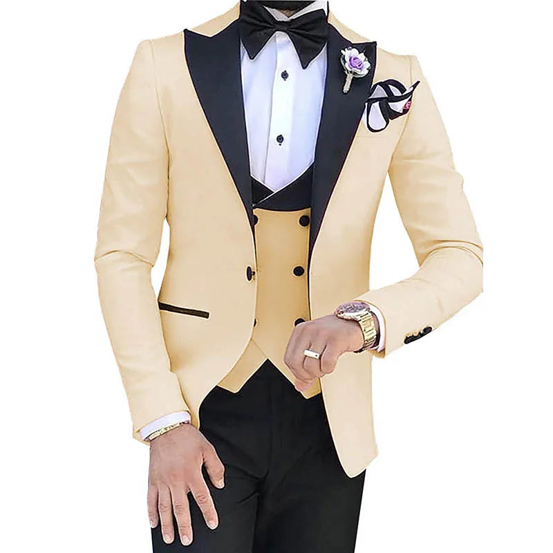 Tuxedos de mariage hommes  (veste + pantalon + gilet) costumes 3 pièces pour hommes