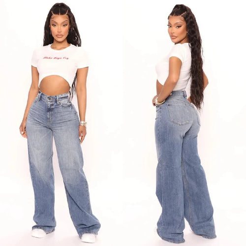 Baggy Jeans Fashion Loose Denim Wide Leg Pants LADYLYS