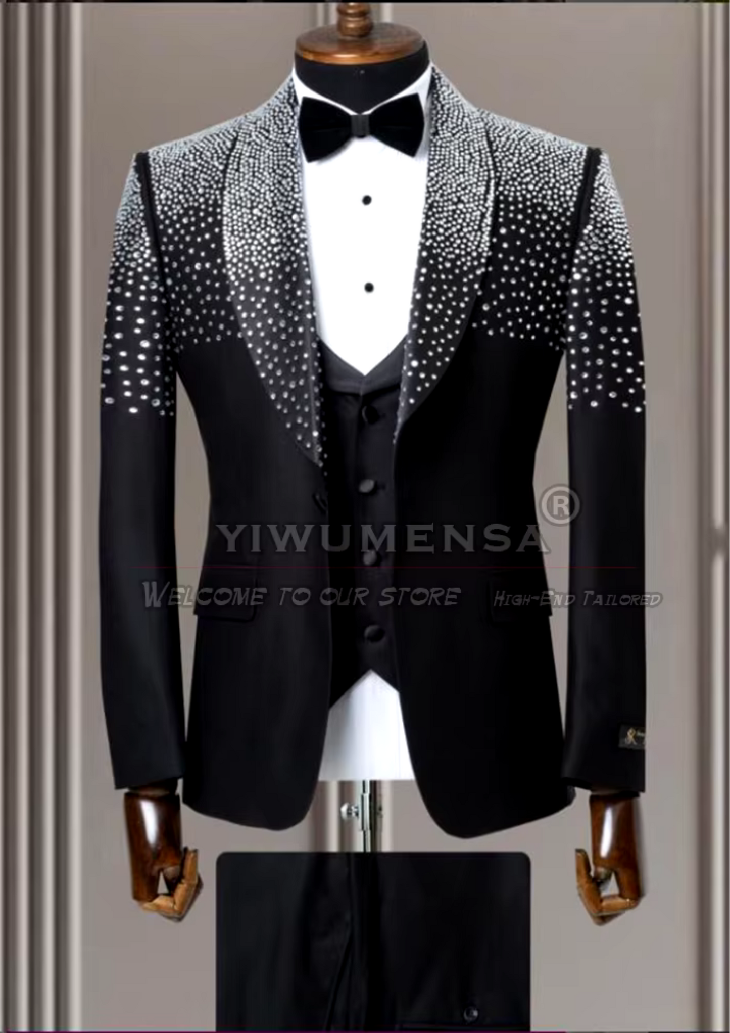 Costume de luxe de style italien pour homme, ensemble de 3 pièces, smoking de mariage