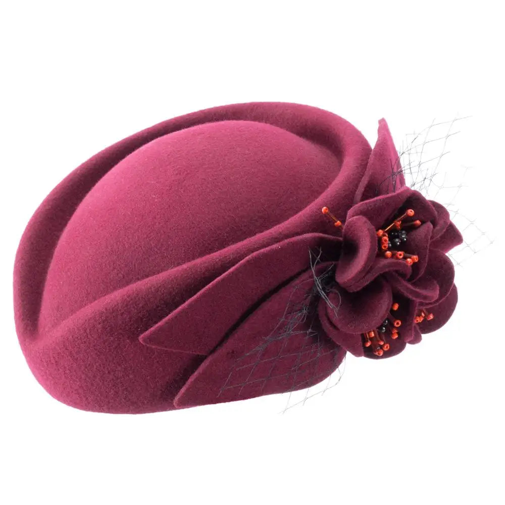 Chapeaux d'hiver pour femmes Fascinators Pillbox Béret 100% laine feutre formelle habillée casquette cocktail