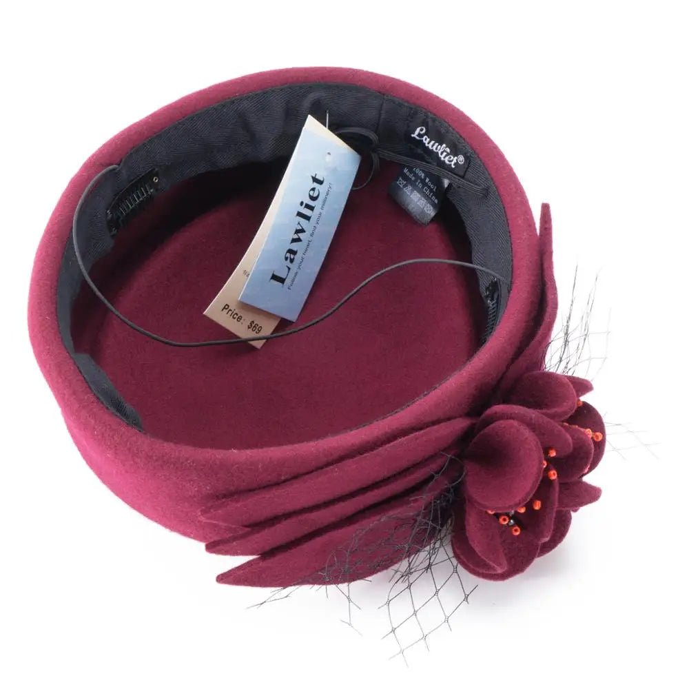 Chapeaux d'hiver pour femmes Fascinators Pillbox Béret 100% laine feutre formelle habillée casquette cocktail