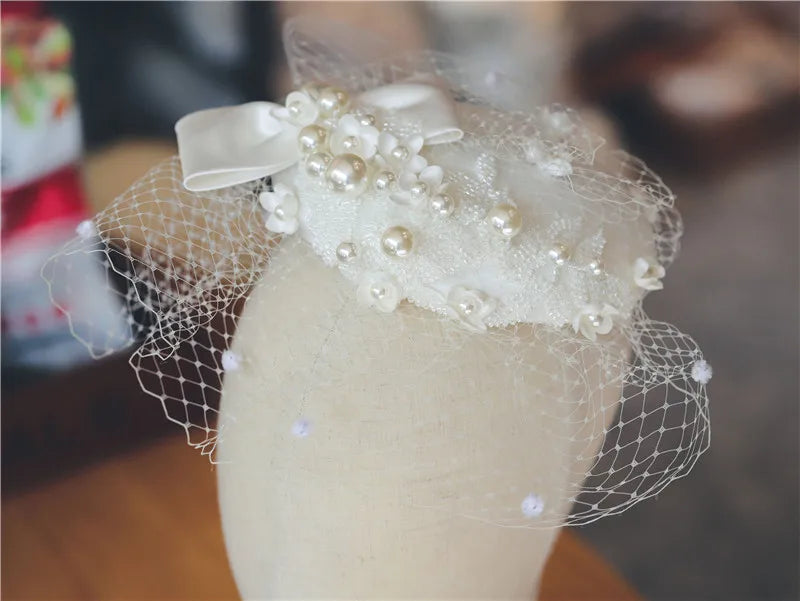 CC voile chapeaux de mariage pour mariée perle chapeaux bijoux 100% fait à la main