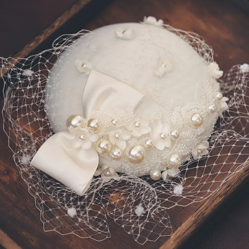 CC voile chapeaux de mariage pour mariée perle chapeaux bijoux 100% fait à la main