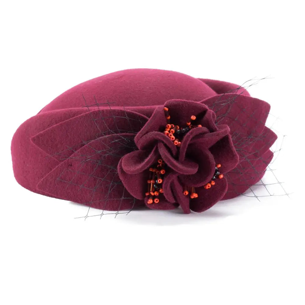 Chapeaux d'hiver pour femmes Fascinators Pillbox Béret 100% laine feutre formelle habillée casquette cocktail