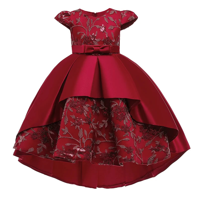 Robe de princesse élégante pour filles, tenue de fête d'anniversaire, brodée de fleurs