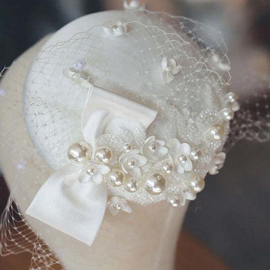 CC voile chapeaux de mariage pour mariée perle chapeaux bijoux 100% fait à la main