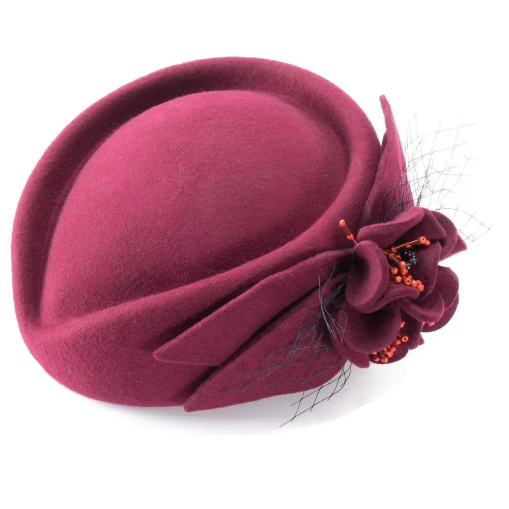 Chapeaux d'hiver pour femmes Fascinators Pillbox Béret 100% laine feutre formelle habillée casquette cocktail