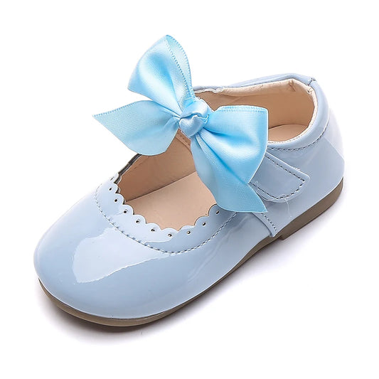 Chaussures Mignon Arc En Cuir Verni Princesse Chaussures Couleur Unie