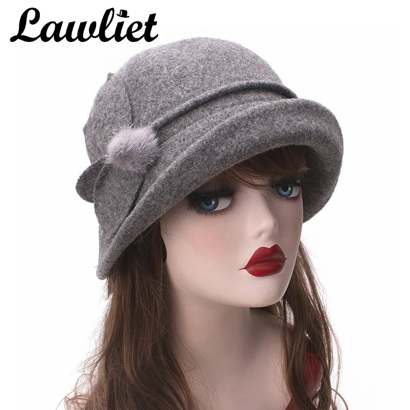 Lawliet Femmes Laine Hiver Écharpe Cloche Gatsby Style Chaud