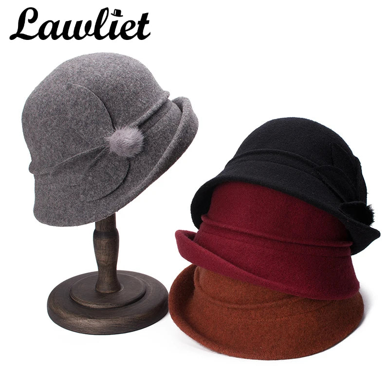 Lawliet Femmes Laine Hiver Écharpe Cloche Gatsby Style Chaud