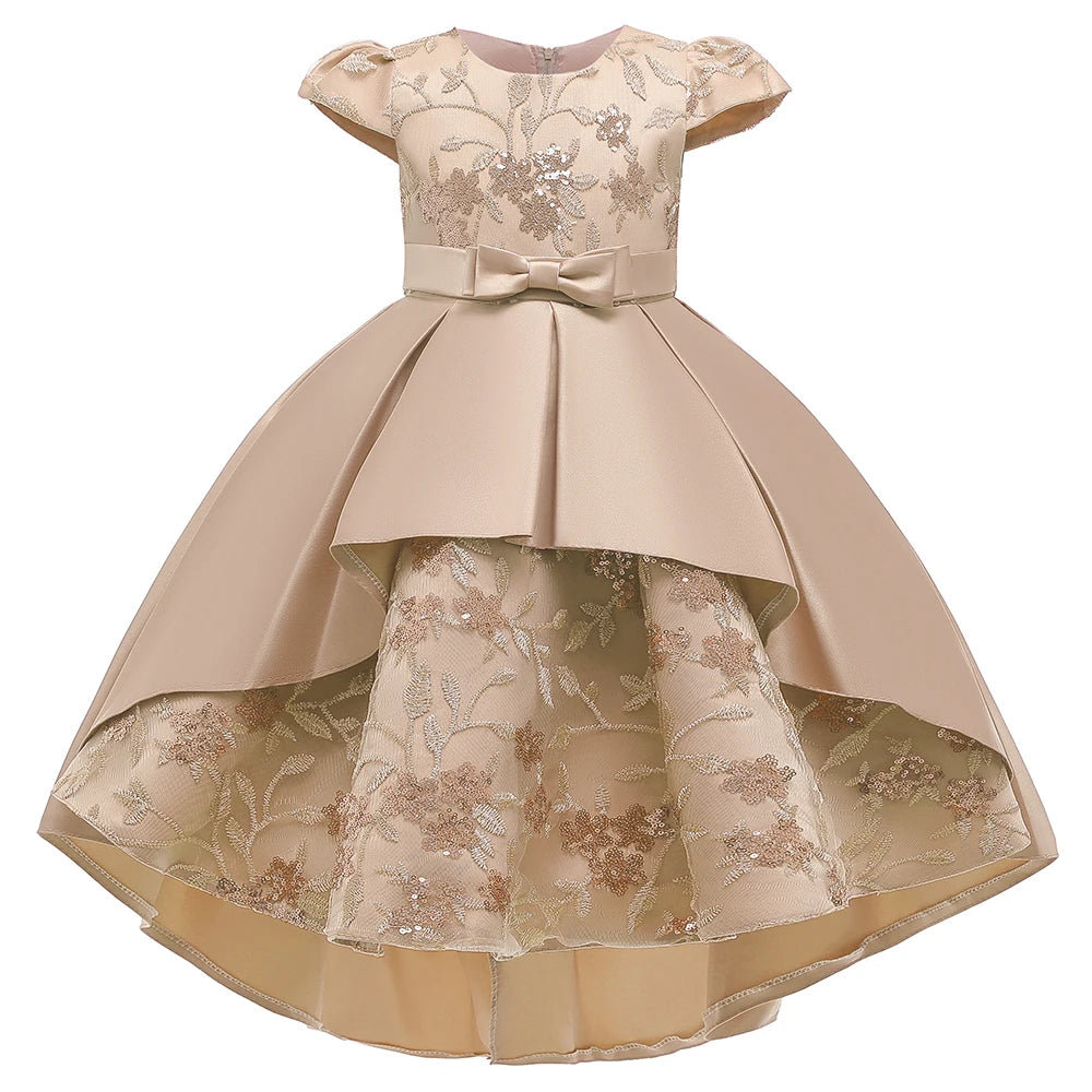 Robe de princesse élégante pour filles, tenue de fête d'anniversaire, brodée de fleurs