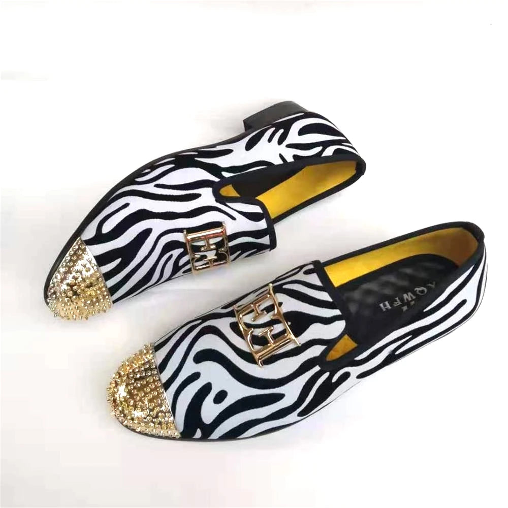 Loafers Bow Tie Black White Leather Slip On Moccasins Luxury Smoking LADYLYS