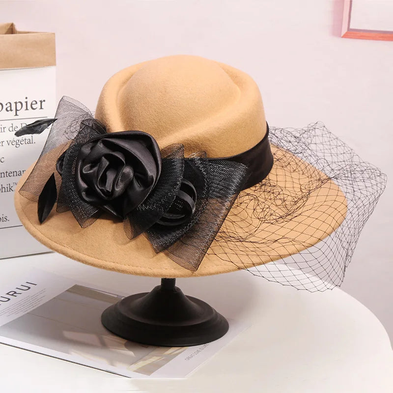 LENA Chapeau Fedora pour femme, 100 % laine australienne 56-58 cm