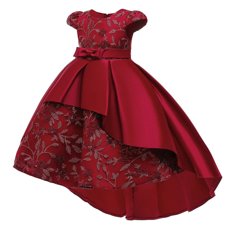 Robe de princesse élégante pour filles, tenue de fête d'anniversaire, brodée de fleurs