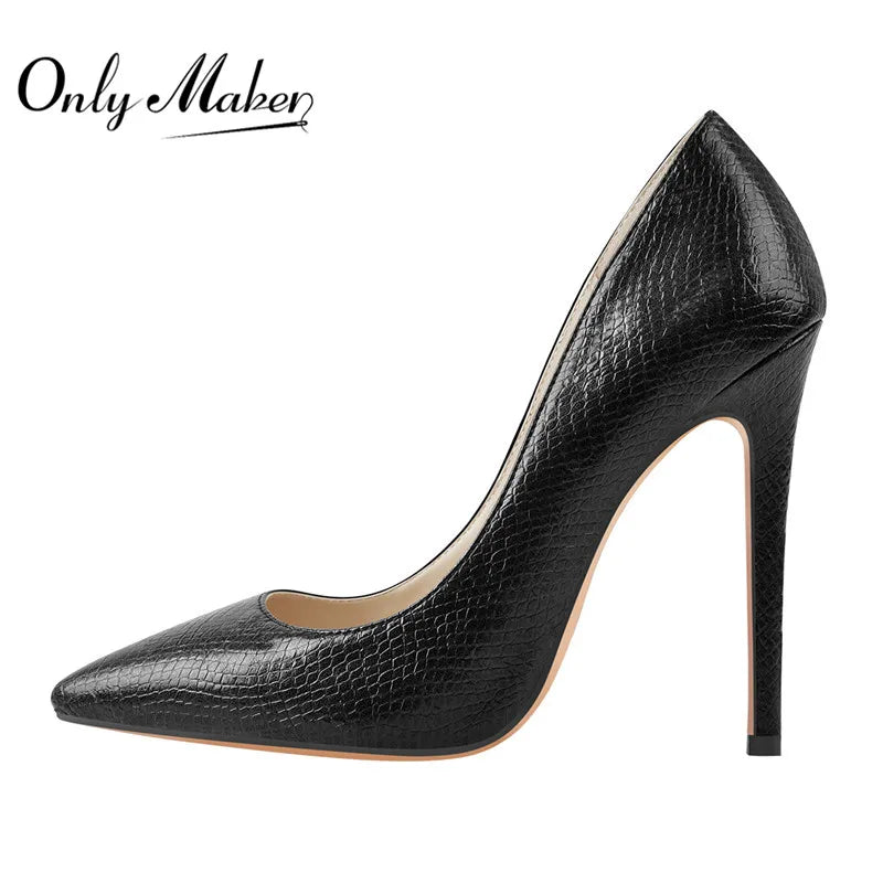 Onlymaker escarpins noirs imprimé serpent sans lacet Stiletto 12CM talon haut classique