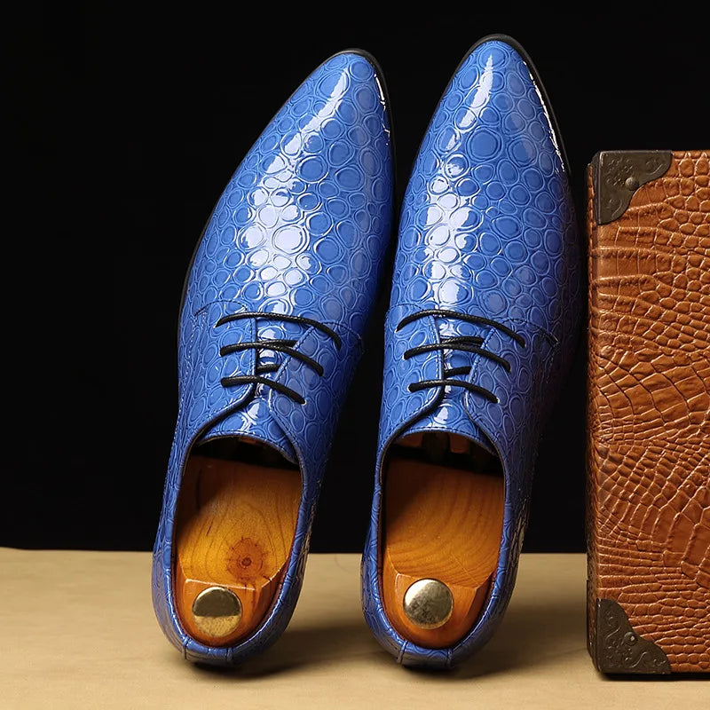 Chaussures habillées en cuir à paillettes classiques pour hommes, de luxe de créateur, grande taille 48