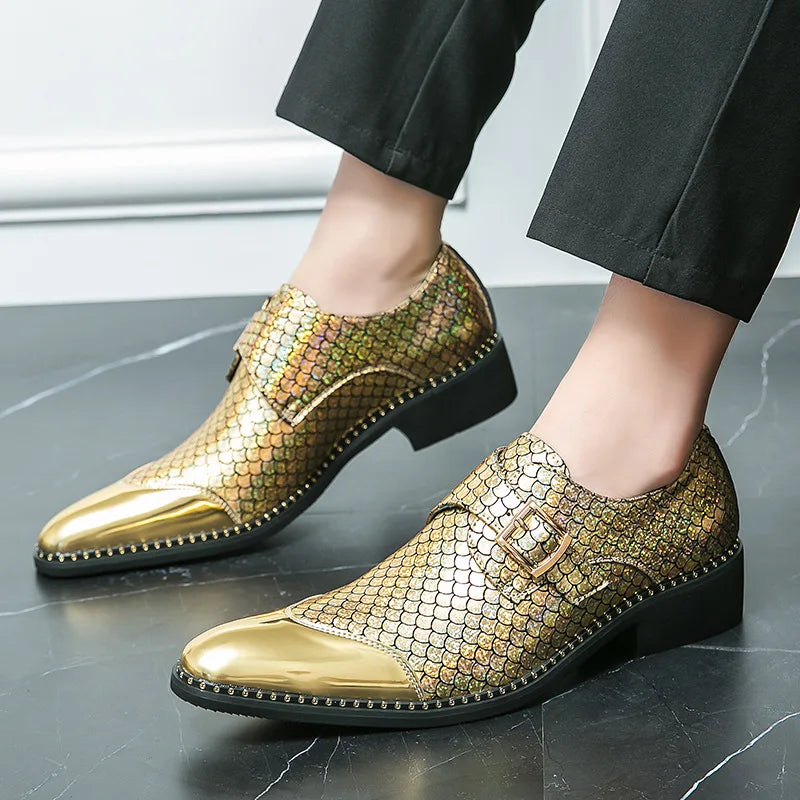 Glitter Men Formal Shoes Moccasins Italian Leather Luxury Fashion LADYLYS