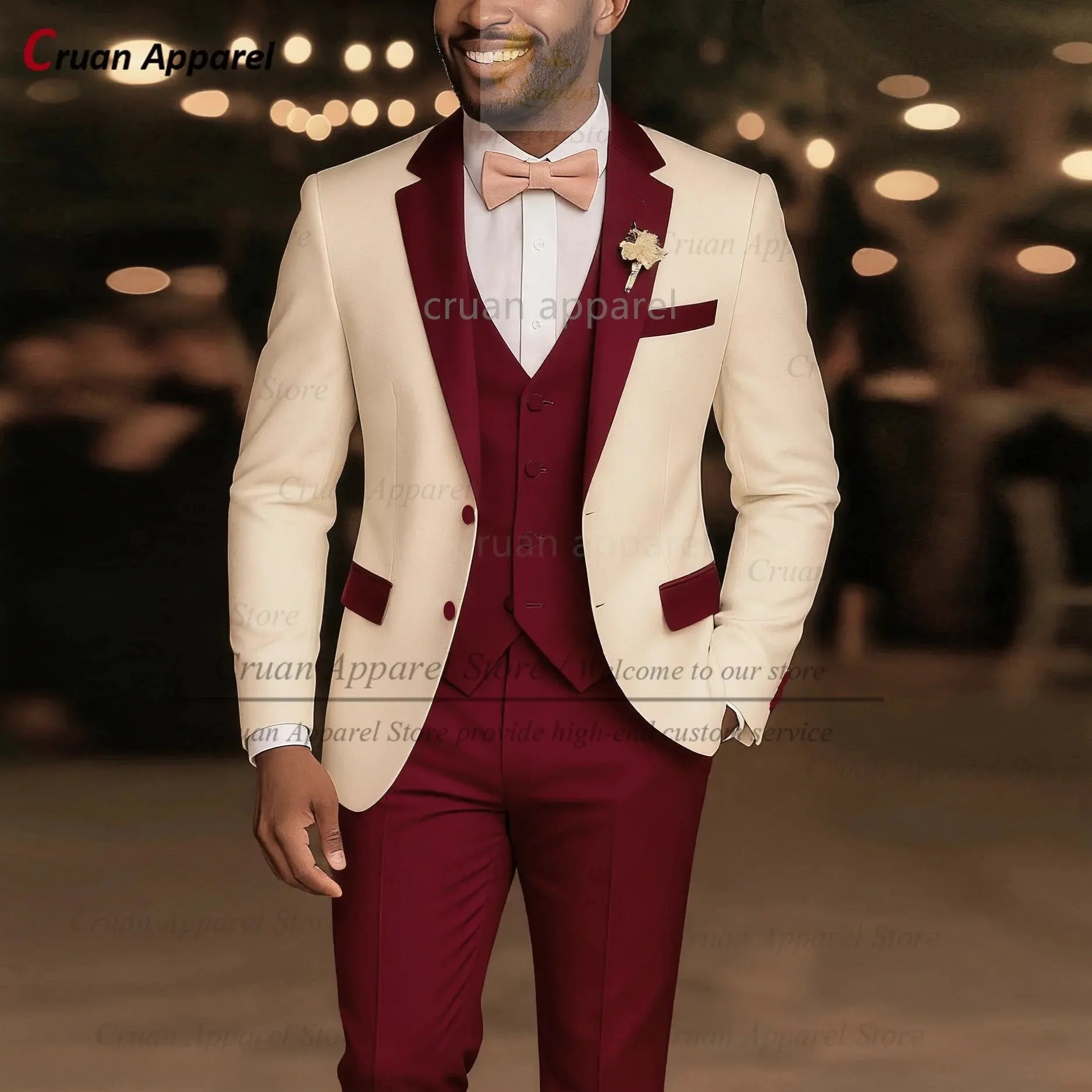 High Quality Suit Sets For Men Wedding Banquet Custom Groomsman Elegant Outfits 3 Pieces LADYLYS