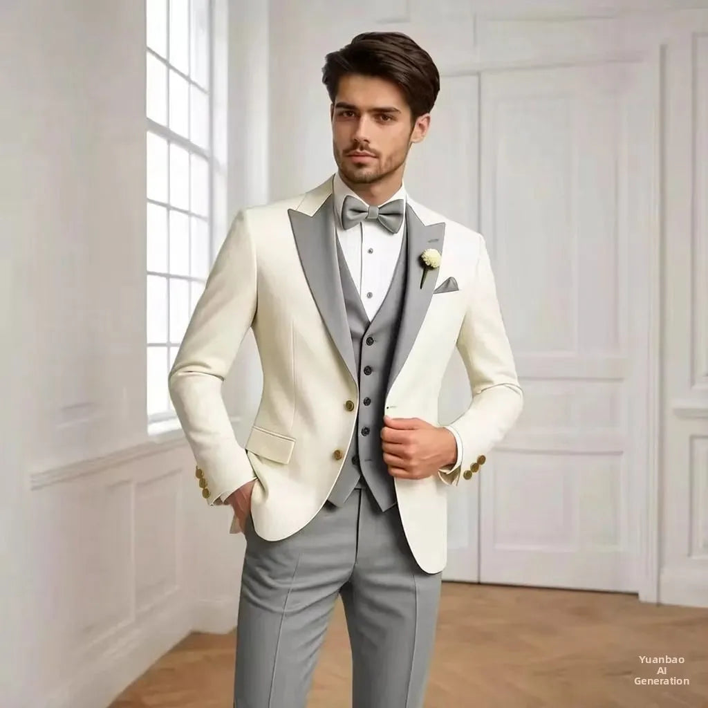 Men's Tailored Suit Three-Piece Set Casual Wedding Groomsmen LADYLYS