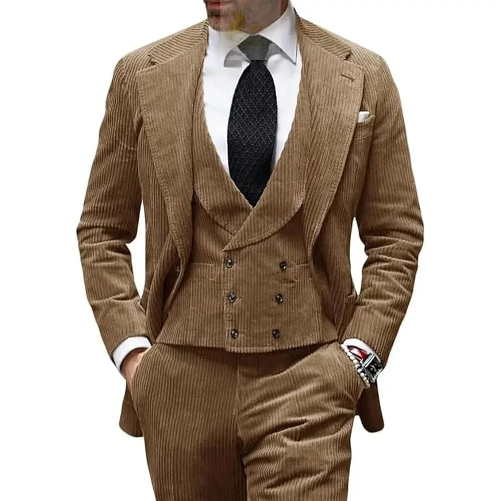 Velvet Men's Suit 3 Piece Corduroy Blazer Vest Pants Set LADYLYS