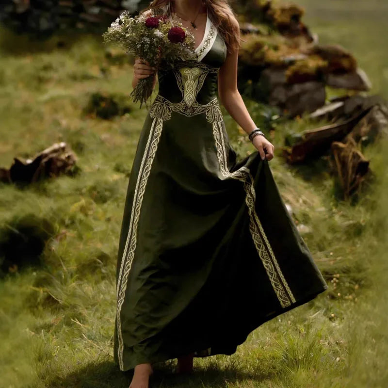 Ethnic summer Retro Print Swing Maxi Dress LADYLYS