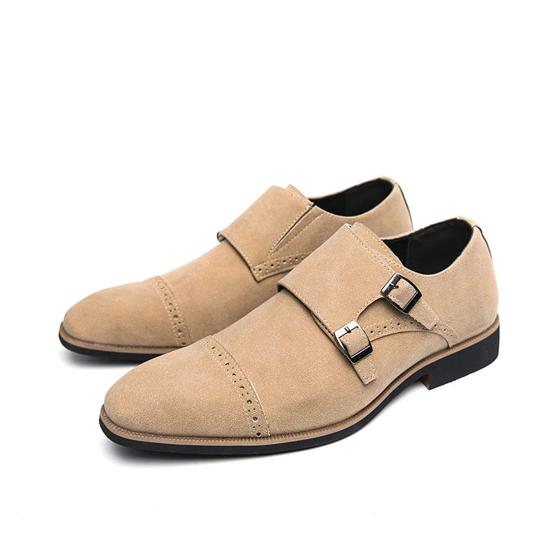 Tom Chaussures classiques de luxe en cuir pour hommes, chaussures à boucle en daim