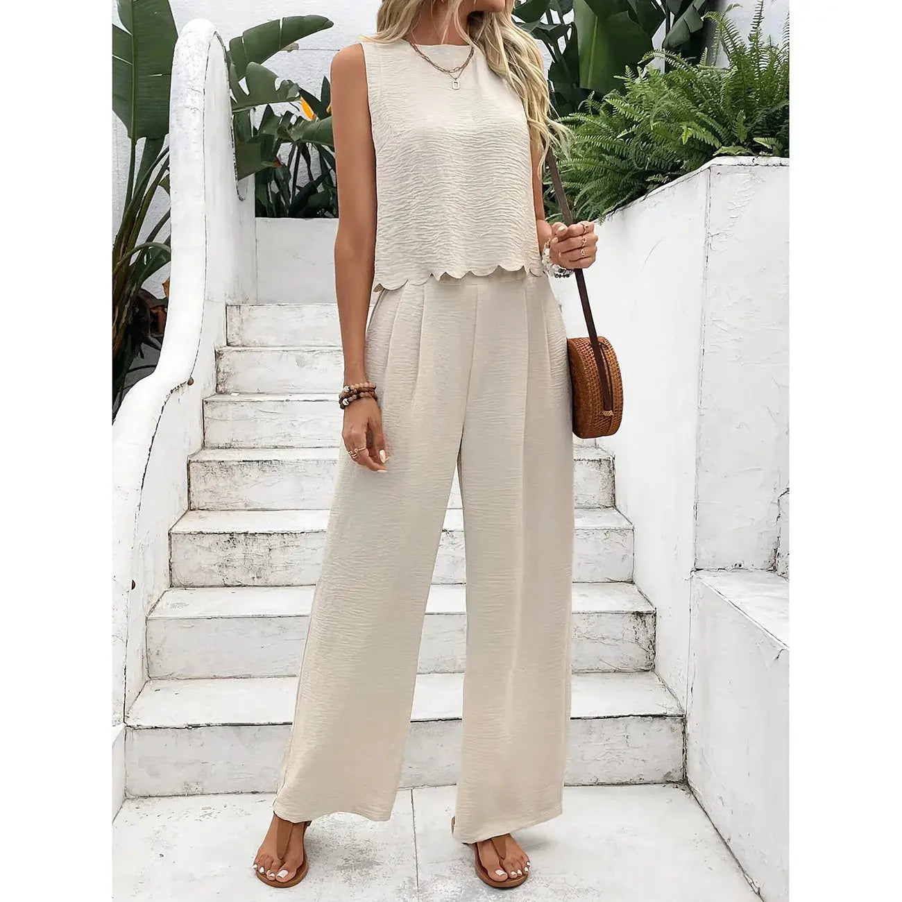 Summer New Women's Fashion Sleeveless Tank Top Casual Pants Set LADYLYS