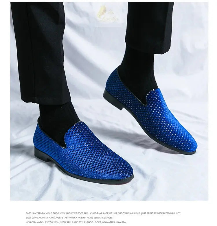 Velvet Men Loafers Luxury Brand Shoes Slip on Pointed Toe LADYLYS