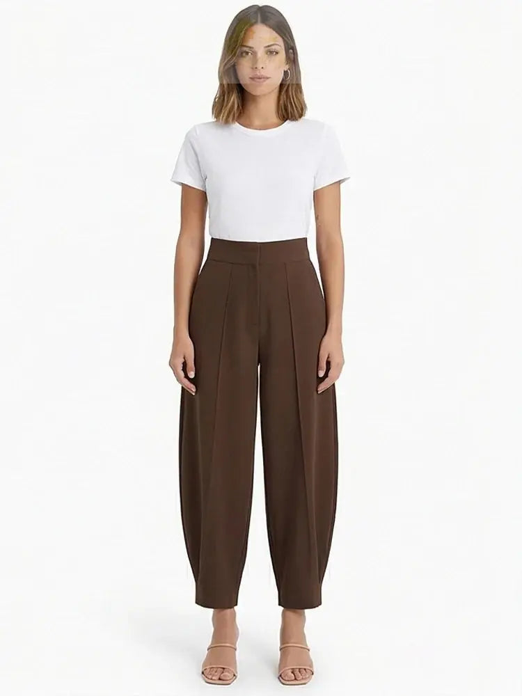 Willshela Women Fashion Solid Front Zipper Pleated Wide Leg Pants Vintage LADYLYS