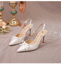 Pumps White Wedding Shoes Bride Luxury Satin Butterfly LADYLYS