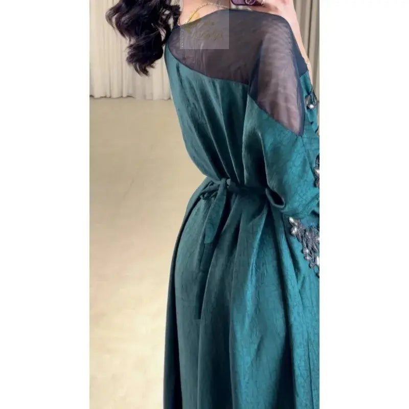 Abaya for Women Floral Lace Ethnic Moroccan Dress Muslim Dubai Attire Islamic Clothes LADYLYS