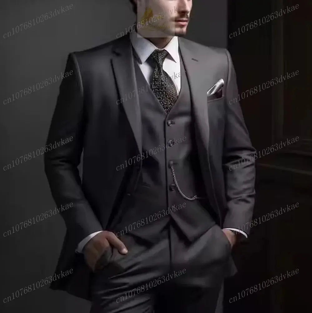 Business Male Tuxedos 3 Piece Set Jacket Vest Pants LADYLYS