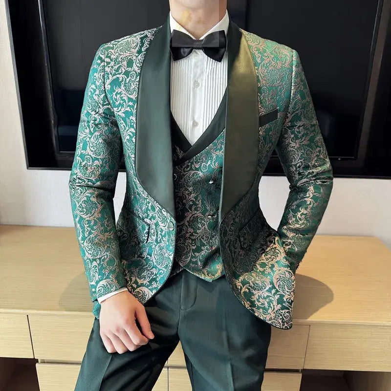 Men's British Style Business Casual Three-Piece Vest Trousers High-Density Jacquard suit LADYLYS