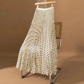 Polka Dot Pleated Long Skirt Women Fashion Elastic High Waisted Slim Dance Beach Skirt LADYLYS