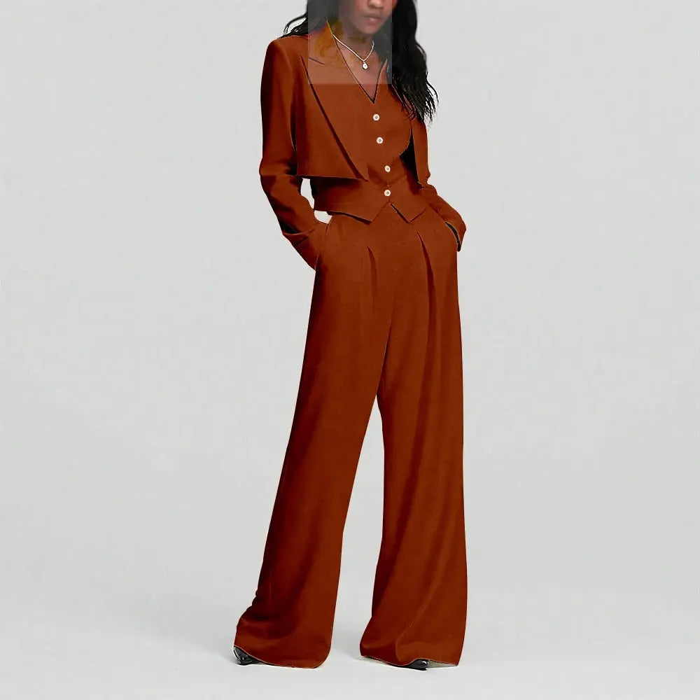 Elegant Single Button Women Pants Set New Female Three Pieces(Blazer+Trousers+Vest) LADYLYS