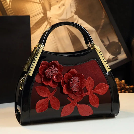 Sacs à main de luxe en cuir véritable pour femmes, sacoche à bandoulière de grande capacité, fourre-tout à fleurs