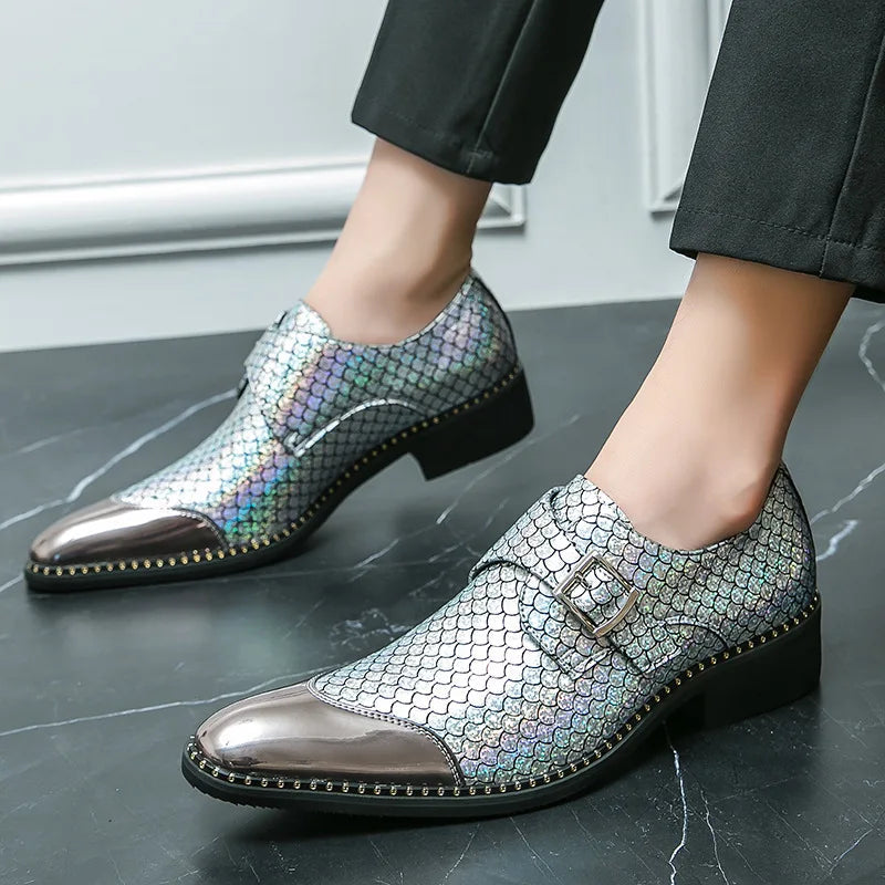 Glitter Men Formal Shoes Moccasins Italian Leather Luxury Fashion LADYLYS