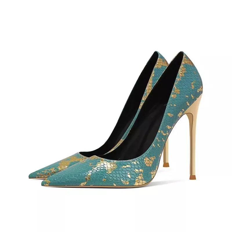 Women Shoes 6-10cm Snake Pattern Fashion Pointed Toe LADYLYS