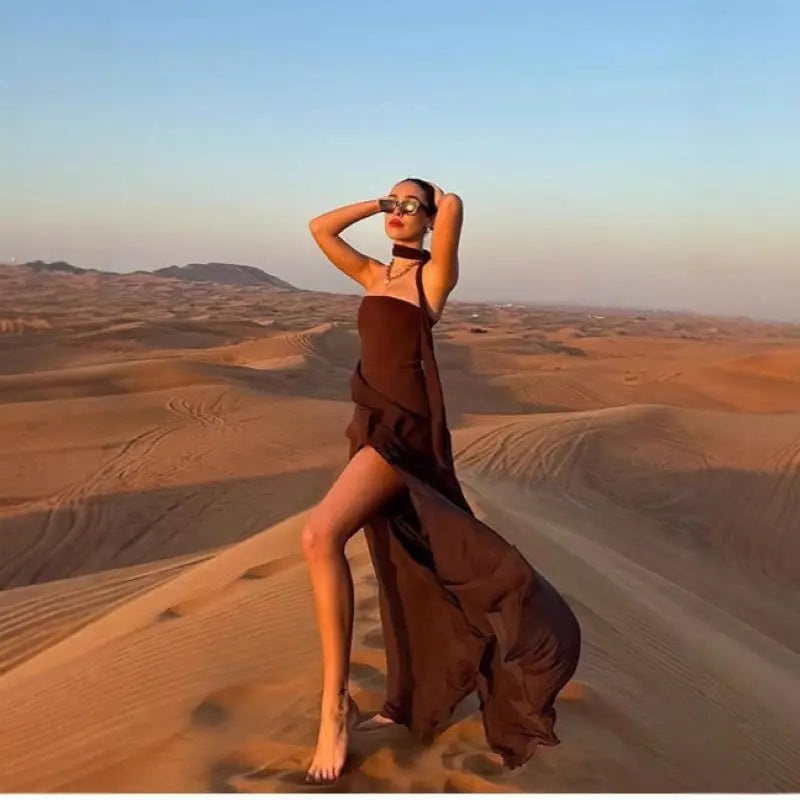 Elegant Strapless Ribbon Long Vintage Mesh Corset Maxi Dresses LADYLYS