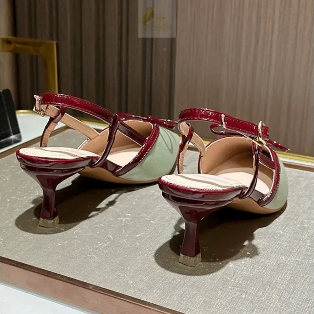 Baotou Sandals Womens Color Blocked Slim Heeled High-heeled LADYLYS