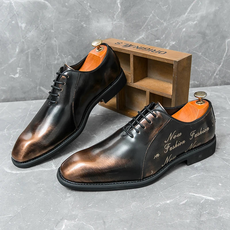 Chaussures habillées pour hommes à tête carrée, Oxfords formels à la mode, chaussures Derby de haute qualité