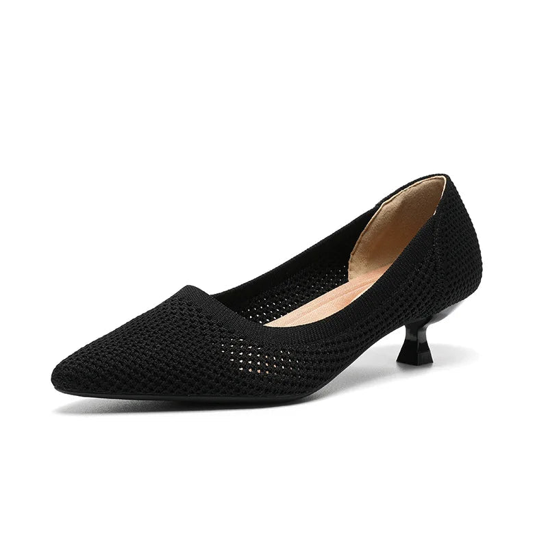 High-heeled shoes solid color knitted breathable rubber anti-skid LADYLYS