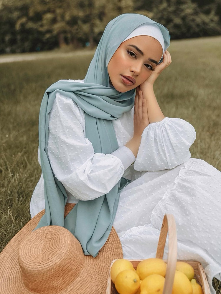 Écharpe Hijab en mousseline de soie Premium, Turban pour voile foulards Hijabs