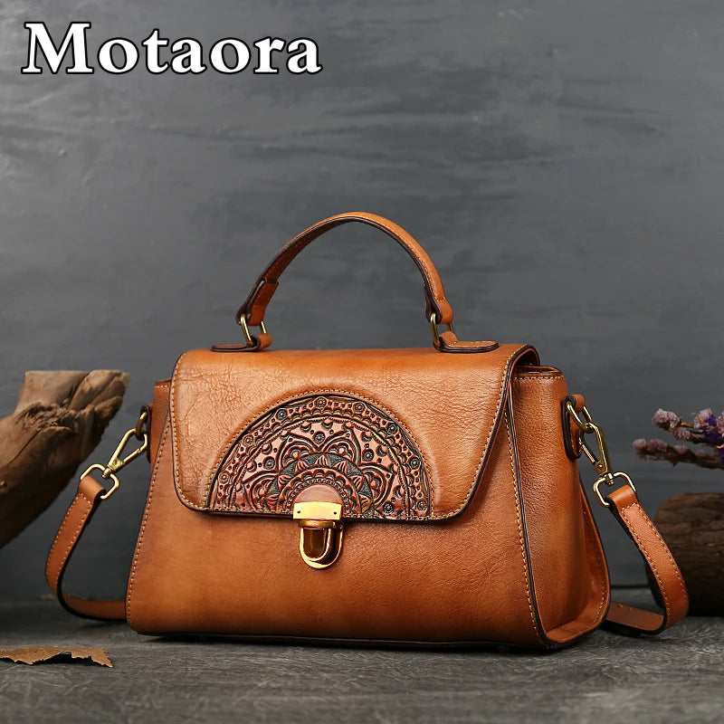 MOTAORA Vintage à la main en relief pour femmes sacs à bandoulière concepteur de luxe