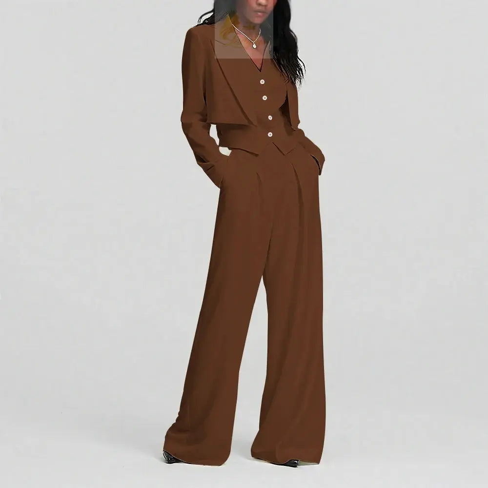 Elegant Single Button Women Pants Set New Female Three Pieces(Blazer+Trousers+Vest) LADYLYS