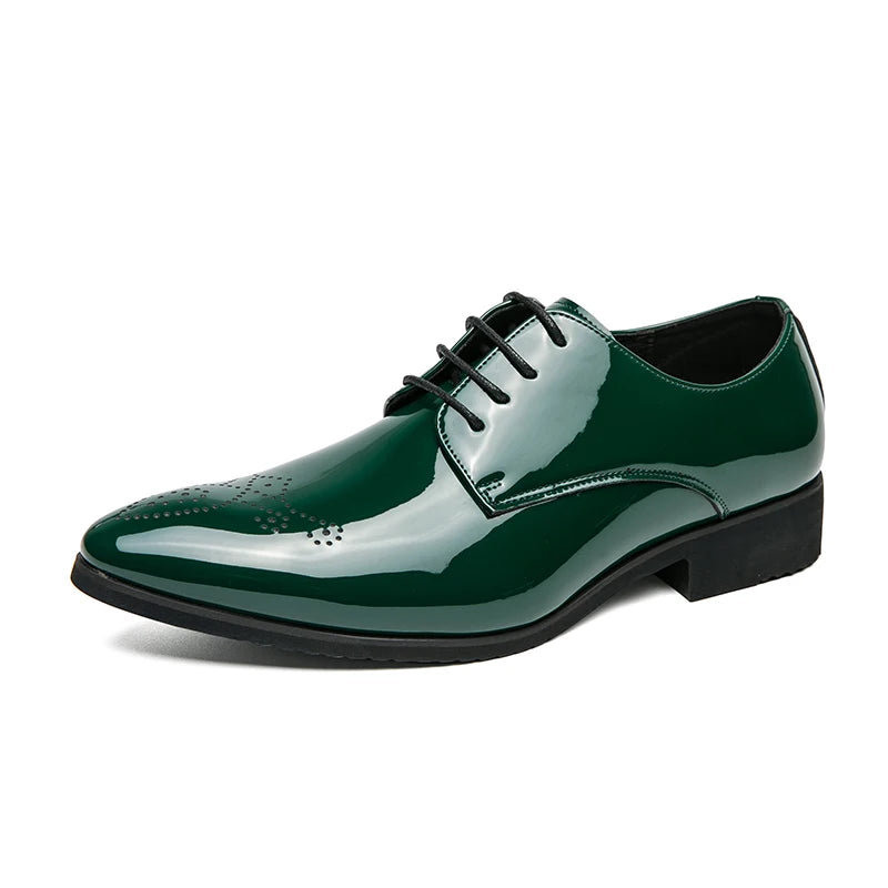 Oxfords verts, noire pour hommes en PU à bout rond à lacets solides pour hommes avec pointure 38-48