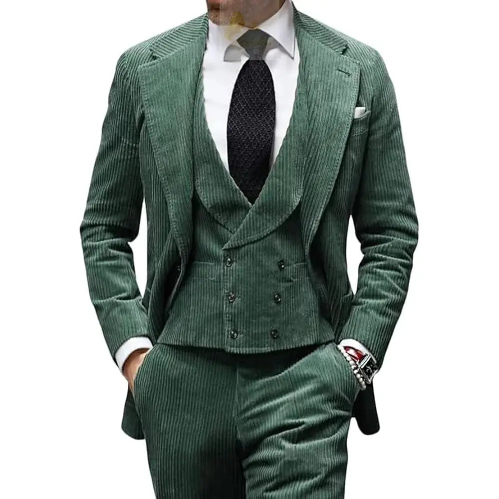 Velvet Men's Suit 3 Piece Corduroy Blazer Vest Pants Set LADYLYS