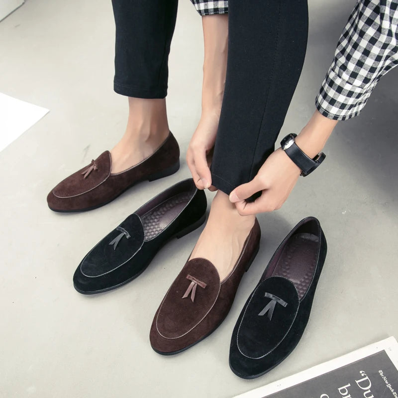 Chaussures en cuir pour hommes, chaussures souples à enfiler, confortables et décontractées