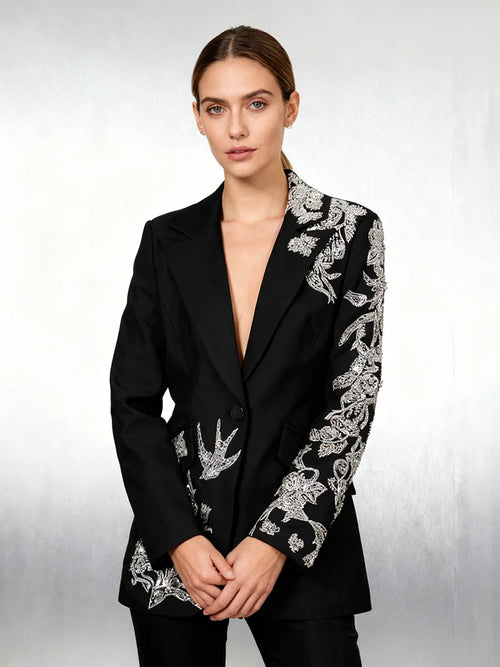 Blazers for Women Lapel Long Sleeves Tunic Elegant LADYLYS