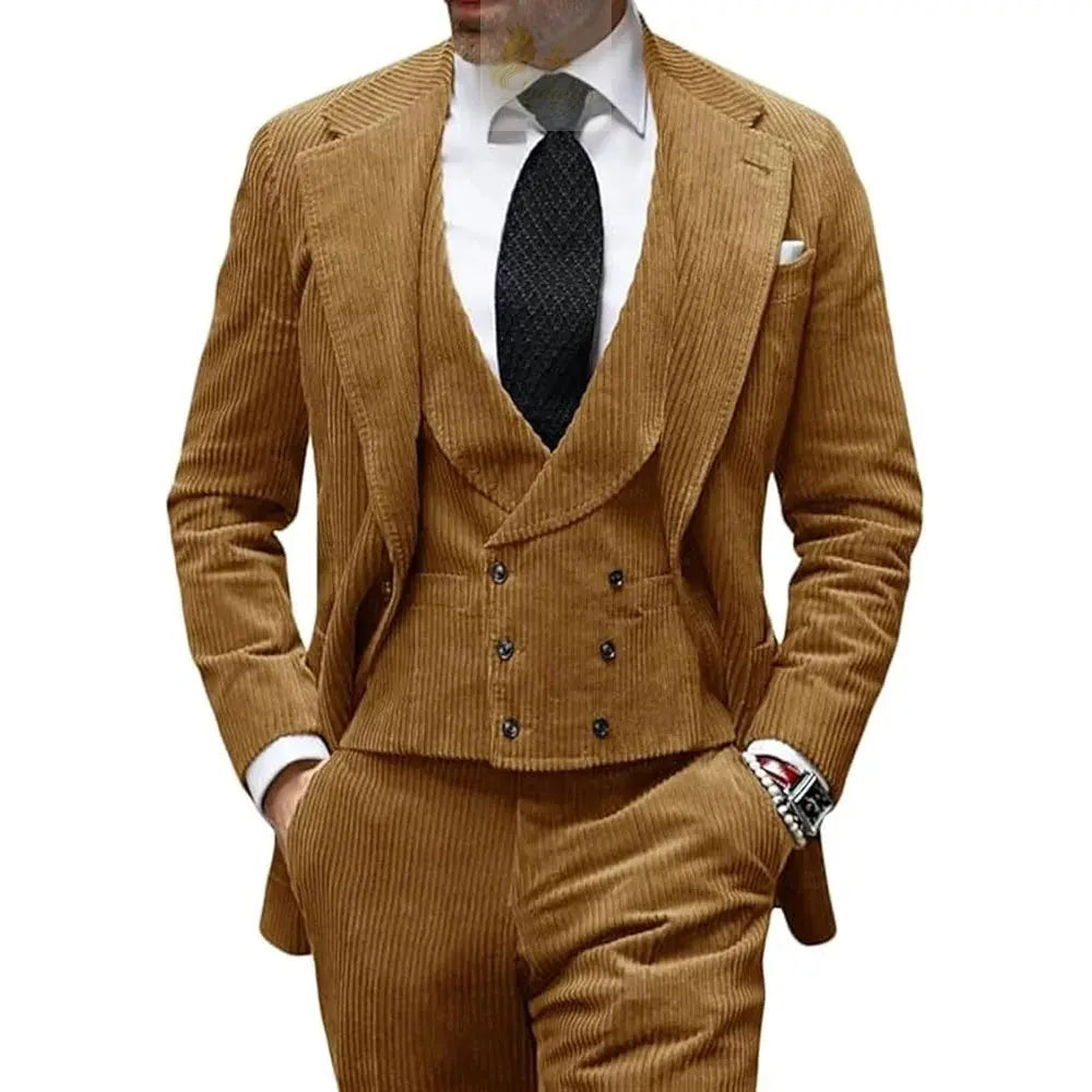 Velvet Men's Suit 3 Piece Corduroy Blazer Vest Pants Set LADYLYS